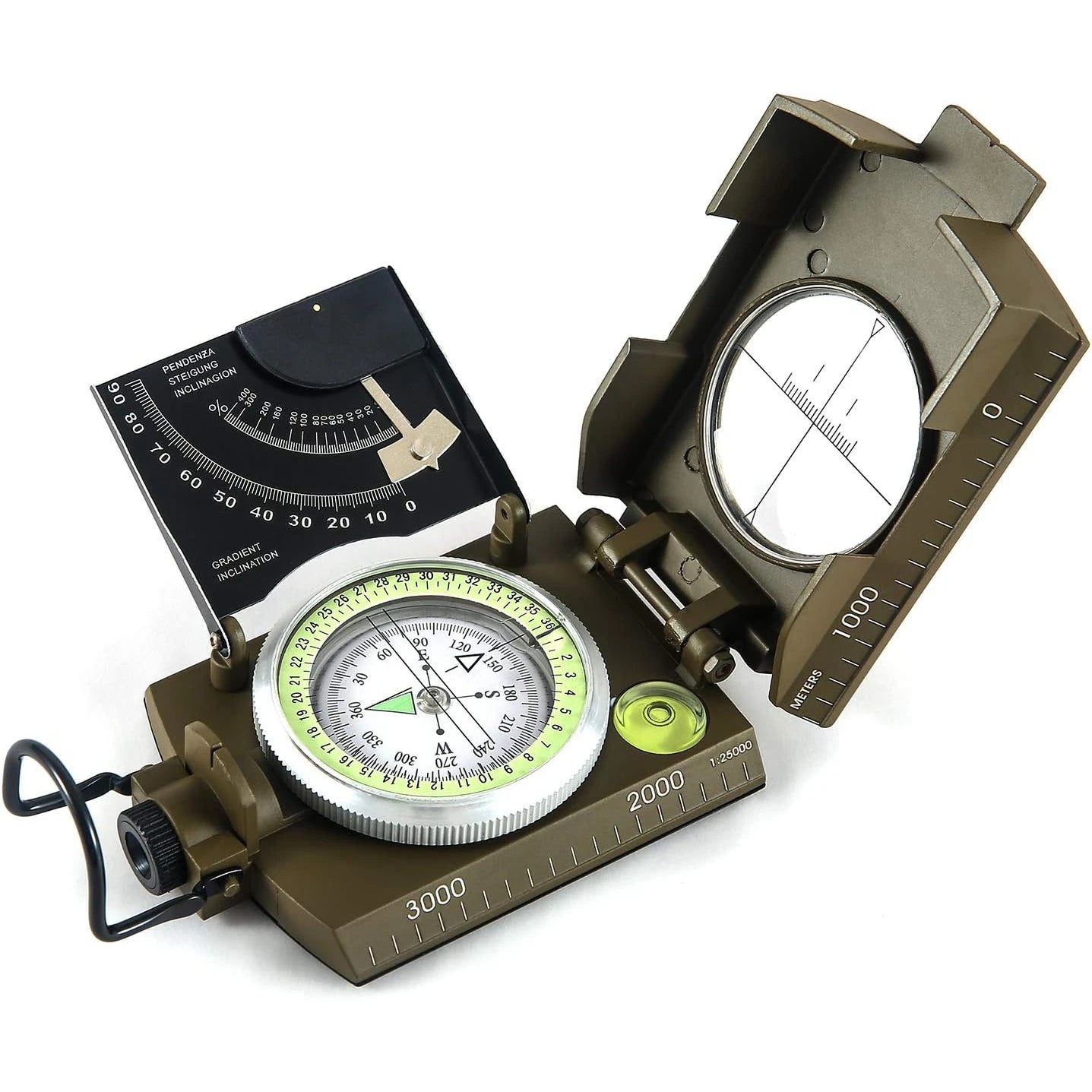 High-Precision Metal Compass with Inclinometer